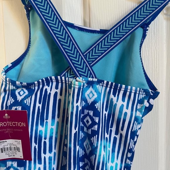 So Girls One Piece Swimsuit Blue Sz. 10 - Picture 4 of 6